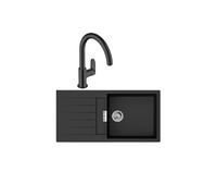 Evier 1 bac 980 S52 synthèse noir + robinet de cuisine HANSGROHE Vernis Blend M35 210 noir mat