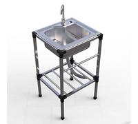 Évier 1 Bac, Lavabo Cuisine Evier Multifonction Avec Robinet Evier Exterieur Plonge Inox Lavabo Sur Pied Évier Commercial pour Camping Garage Jardin Buanderie 58X43cm