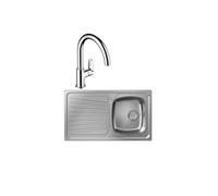 Evier 1 bac S21 inox + robinet de cuisine HANSGROHE Vernis Blend M35 210 chromé