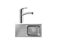 Evier 1 bac S44 inox + robinet de cuisine HANSGROHE Focus M41 160 chromé