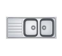 Evier 2 bacs avec égouttoir FLASH FLN 621 - En inox - Dimensions: 116x50 cm - Livré avec siphon