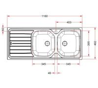 Evier 2 cuves 116x50 inox avec égouttoir à encastrer - FRANKE - 898311