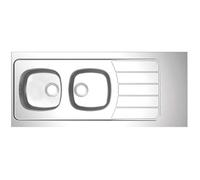 Evier 2 cuves et 1 égouttoir Inox 18/10 à poser 140 x 60 mm