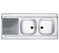 Evier 2 cuves inox avec égouttoir MAN721-1200 1200x600cm à poser - - 010372