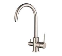 Évier 3 Voies Tap à Double poignée Boucheur pivotant brossé Faupe en Acier Inoxydable Cuisine Installate Easy Installat Perfect pour la Maison et Le Restaurant