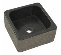 Évier 30x30x15 cm en Pierre de Rivière Noir, Lavabo Carré | Pierre naturelle de rivière,fait main,aspect rustique,robuste,facile à nettoyer,salle de bain,salle d'eau,usage quotidien
