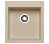 Évier 46x50cm Encastré Istros 3x Trou de Robinet 45cm Armoire 1 Lavabo Beige