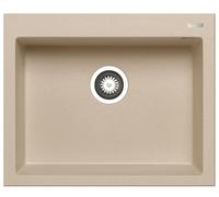 Évier 61x50cm Encastré Istros Trou de Robinet 60cm Armoire 1 Lavabo Foncé Beige