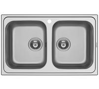 Évier 79x50cm Encastré Athena Trou de Robinet Double Doppel-Spülbecken