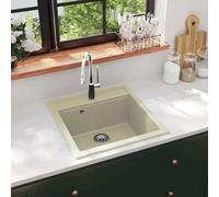 vidaXL Évier de cuisine Granit 1 bac profond rectangulaire réversible Beige