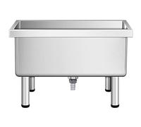 Évier à balais sur pied en acier inoxydable de qualité commerciale, avec trous de drainage et tuyaux, pour usage domestique, hôtelier et bar.