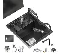 Évier à barre compact avec couvercle en acier inoxydable - Petit robinet de cuisine - Station de lavage des mains d'extérieur pour balcon et studio (évier + robinet B)