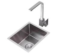 Évier à barre encastrable compact en acier inoxydable avec robinet - Évier de cuisine durable pour préparation humide et buanderie 40 x 40 x 20 cm - Design élégant et peu encombrant