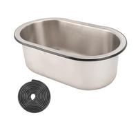 Évier à barre ovale en acier inoxydable 304, finition brossée, grande capacité, lavabo simple avec trou de vidange de 40 mm, pour camping-car, bateau, cuisine, 13,6 x 8 x 5,2