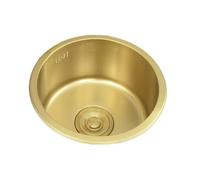 Évier à barre ronde dorée de 30 cm - Évier moderne en acier inoxydable 304 encastrable à encastrer à encastrer - Idéal pour les petits espaces - Design compact - Comprend un ensemble de drainage