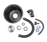 Évier à barre ronde sous le comptoir, robinet à double montage Nano Évier en plastique résistant aux éclaboussures Traitement breveté haute capacité pour la maison(Nano diamant noir)