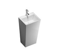 Évier à colonne monobloc avec robinet argenté et kit de vidange - Vasque circulaire élégante en porcelaine blanche pour décoration de salle de bain moderne