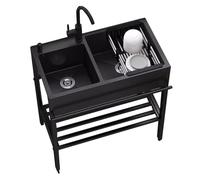 Évier à cuve en acier inoxydable, éviers commerciaux à cuve, avec robinet chaud et froid, for buanderie, ferme intérieure et extérieure(100 * 45cm)