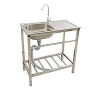Évier à cuve simple en acier inoxydable, éviers de cuisine de restaurant commercial avec robinet, station d'évier de camping portable, évier de buanderie de jardin extérieur, évier portable for se lav