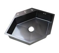 Évier à cuve unique en acier inoxydable Diamond fabriqué à la main, bassin sous plan avec drainage hexagonal et kit d'accessoires complet(A,84 * 55CM)