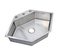 Évier à cuve unique en acier inoxydable Diamond fabriqué à la main, bassin sous plan avec drainage hexagonal et kit d'accessoires complet(B,70 * 50CM)