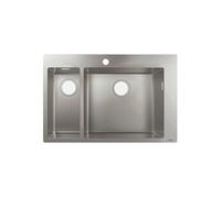 Evier à encastrer 1 bac et demi S71 450 avec vidage manuel inox