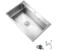 Évier à Encastrer 1 Grand Cuve-Évier en acier inoxydable brossé Evier Cuisine 1 Bac Inox Évier de Cuisine en Acier Inoxydable Avec drain et tuyau d'évacuation-Argent-31,5"x17,7" ( Color : Package 1 ,