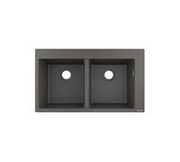 hansgrohe évier encastré 43316290 880 x 510 mm, 2 cuves principales, trous robinetterie prédéfinis, gris pierre