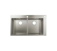 Hansgrohe S712-F765 intégré dans un évier 43311800 acier inoxydable, 370x370mm, 2 piscines principales