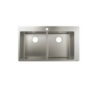 Evier à encastrer 2 bacs S71 avec vidage manuel inox