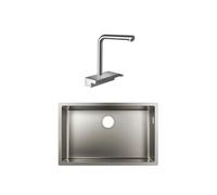 Evier à encastrer sous plan 1 bac S719-U660 inox avec vidage auto + robinet cuisine Aquno Select M81 250 sBox chromé