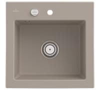 Villeroy und Boch Subway 50 S évier à encastrer 331502AM avec garniture de vidage , commande excentrique, 525 x 510 mm, amande CeramicPlus