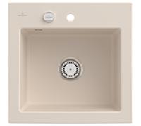 Villeroy und Boch Subway 50 S évier à encastrer 331502FU avec garniture de vidage , commande excentrique, 525 x 510 mm, ivoire CeramicPlus