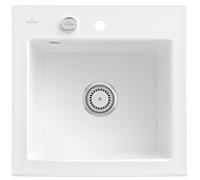 Villeroy und Boch Subway 50 S évier encastrable 331502R1 avec garniture de vidage , commande excentrique, 525 x 510 mm, blanc alpin CeramicPlus
