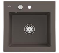 Villeroy und Boch Subway 50 S évier à encastrer 331502TR avec garniture de vidage , commande excentrique, 525 x 510 mm, bois CeramicPlus