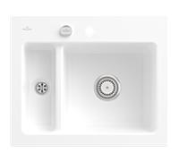 Villeroy und Boch Subway 60 XM évier à encastrer 678002RW avec garniture de vidage , commande excentrique, 620 x 510 mm, blanc pierre CeramicPlus