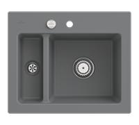 Villeroy und Boch Subway 60 XM évier à encastrer 678002SL avec garniture de vidage , commande excentrique, 620 x 510 mm, pierre CeramicPlus