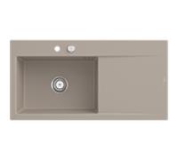 Villeroy und Boch Subway Évier à encastrer Style 60 336202AM vasque à gauche, garniture de vidange avec commande excentrique, 1000 x 510 mm, Amande