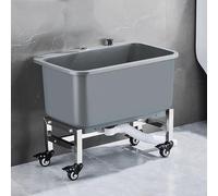 Évier à franges moderne en polypropylène gris - 60 x 40 x 50,5 cm - Évier utilitaire durable avec bonde à levier et à tourner - Parfait pour un usage domestique et commercial - Design facile à