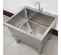 Évier à franges professionnel en acier inoxydable avec robinet | Acier inoxydable 304, 1,2 mm d'épaisseur, bassin de 30 cm de profondeur, finition brossée, comprend robinet, drain