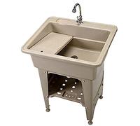 Évier à linge autonome avec planche à laver et robinet, baignoire utilitaire pour le lavage et le nettoyage des animaux de compagnie, idéal pour l'atelier, la buanderie et le garage