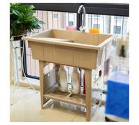 Évier à linge autonome en plastique avec planche à laver, baignoire utilitaire portable pour salle de lavage, station de lavage des mains extérieure avec crochet de tuyau, idéal pour une utilisation