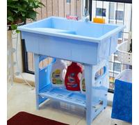 Évier à Linge Autoportant avec Robinet, Évier Utilitaire en Plastique avec Bac à Laver Et Égouttoir en Acier Inoxydable, pour Buanderie, Garage, sous-Sol, Jardin