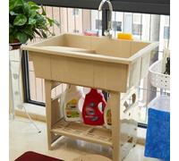 Évier à Linge Autoportant avec Robinet, Évier Utilitaire en Plastique avec Bac à Laver Et Égouttoir en Acier Inoxydable, pour Buanderie, Garage, sous-Sol, Jardin