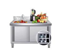 Évier à linge avec armoire d'extérieur - Porte d'armoire mobile avec robinet - Table robuste - Station de nettoyage de poisson commerciale pour garage, restaurant, buanderie