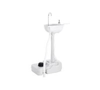 Table de camping Outsunny Evier à Main Portable Jardin Extérieur Camping Voyager avec Porte-Serviette Réservoir d'eau 17L Pompe à Pied 51 x 33,5 x 103 cm Gris