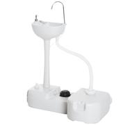 Outsunny Évier à main portable – Réservoir 17L, pompe à pied, 83×50×103 cm – Gris