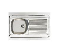 Évier à poser inox 18/10 lisse 1 cuve 1 égouttoir - 800x600mm