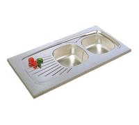 MODERNA Evier Inox à poser 2 bacs et 1 égoutoir 120x60mm - Cuisine