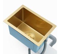 Évier à Une cuve en Acier Inoxydable adapté aux Petites Cuisines et aux Bars - Design Rond pour économiser de l'espace, Peut être installé sous Plan ou sur Plan de Travail, Dimensions (38x26